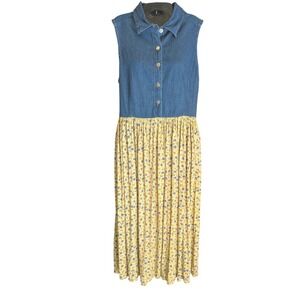 Midi Dress 12 Cottagecore Prairie Boho 90s Style Denim Butter Yellow Country